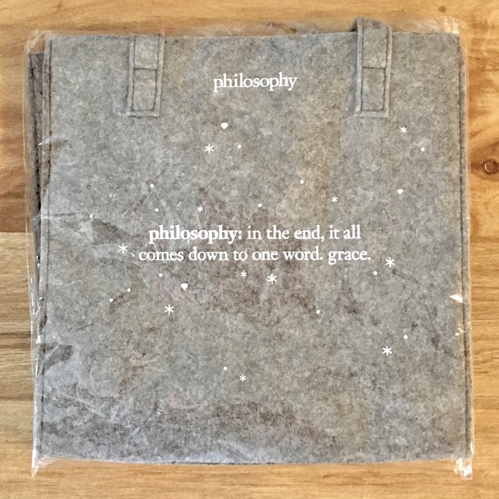 Philosophy Gray Felt Tote Travel Lunch Diaper Bag *FREE WITH $20 PURCHASE*